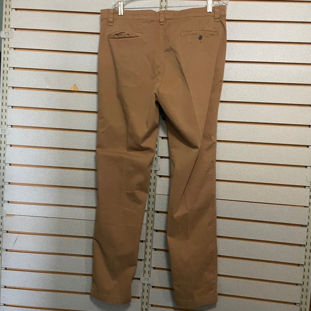 George Mens Slim Straight Twill Chinos Khakis Pants Trailblazer Brown 36x34 - Picture 4 of 6